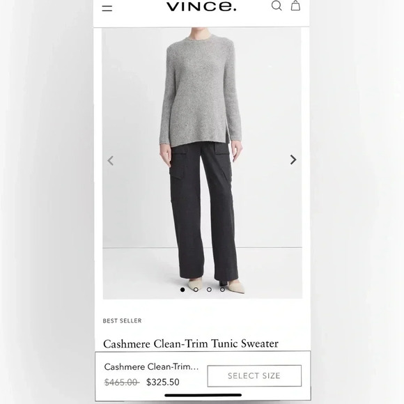 Vince cashmere wool dark grey sweater with slits on the side Size S - Picture 5 of 6